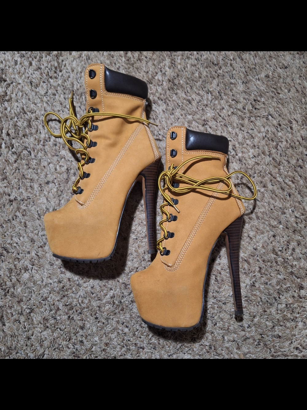 Women’s Tan Suede Platform Lace-Up Booties
